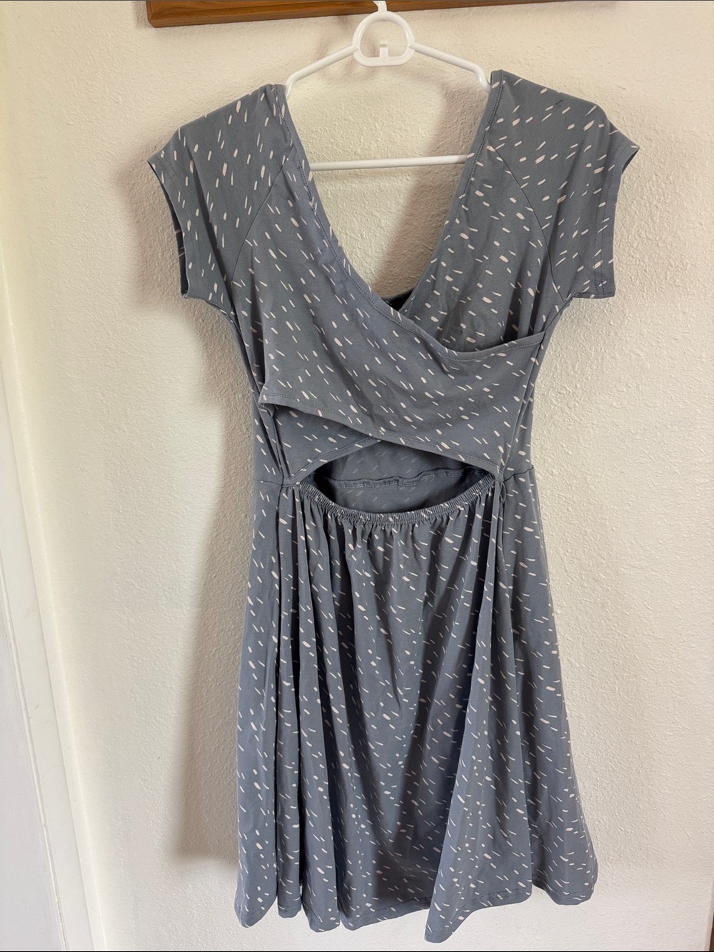 Pact Helena Cross Back Geometric Print Fit & Flare Mini Dress Comfy Casual Vacay - Picture 7 of 7
